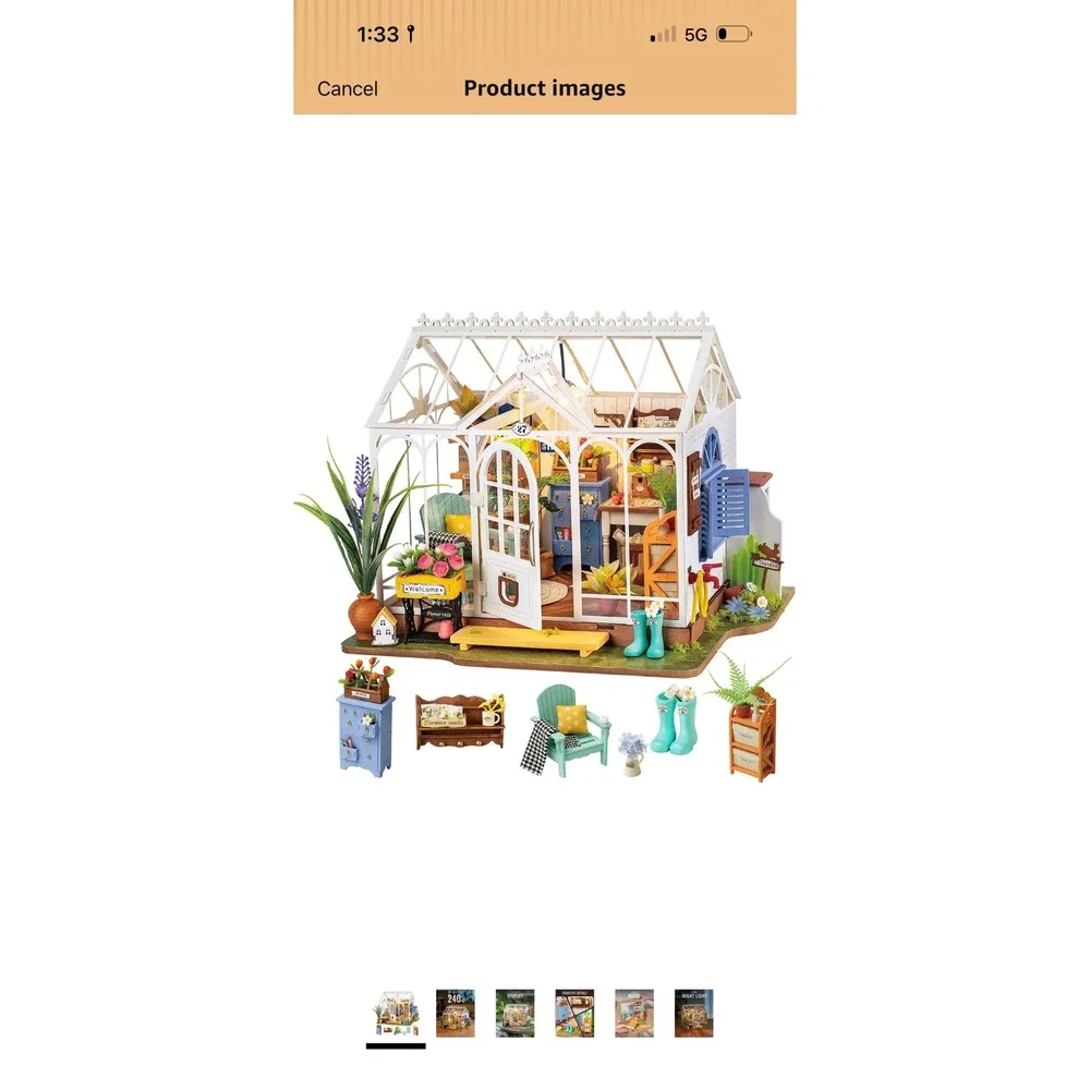 Rolife Dreamy Garden House DIY Miniature House Kit DG163 LED Greenhouse 240pcs